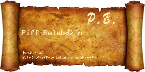 Piff Balabán névjegykártya
